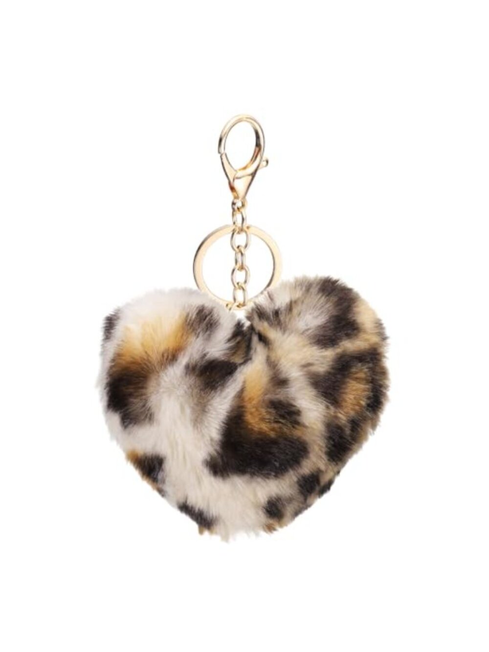 Faux Fur Heart Pom Pom Keychain Lobster Clasp Keyring Purse Backpack Charm